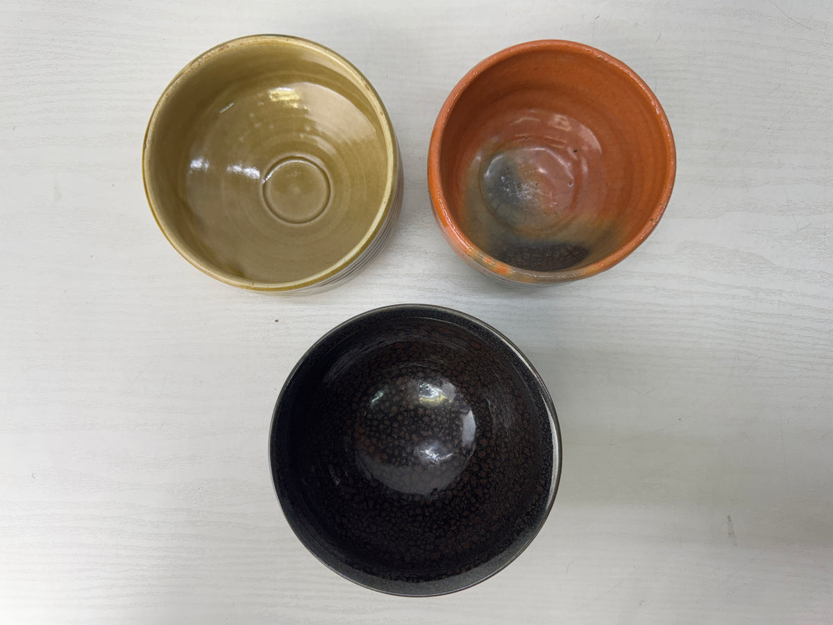Y11034 CHAWAN Matcha bowl set of 5 no boxes Japan antique tea ceremony pottery