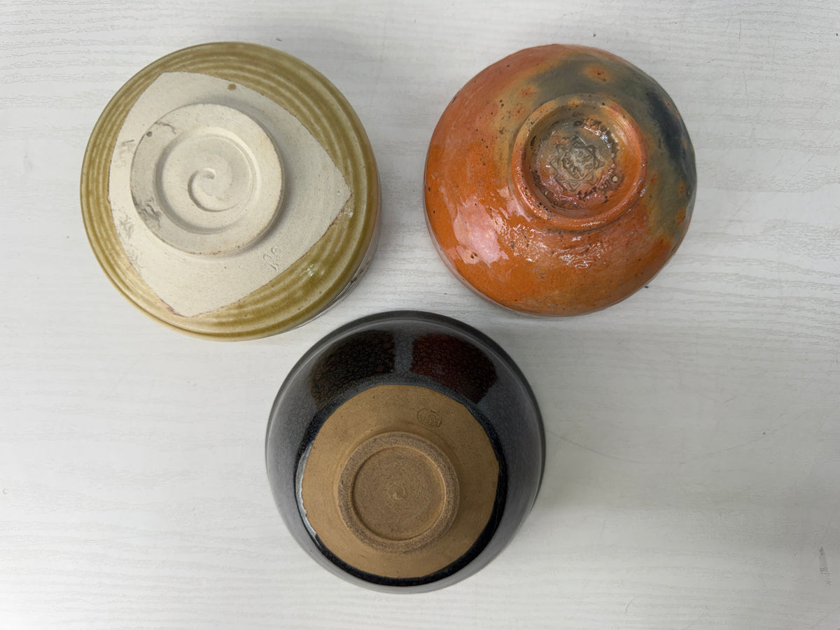 Y11034 CHAWAN Matcha bowl set of 5 no boxes Japan antique tea ceremony pottery