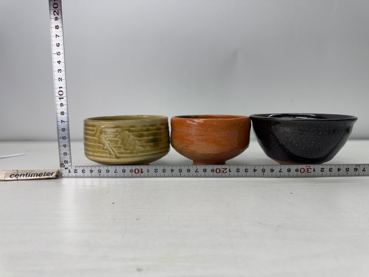 Y11034 CHAWAN Matcha bowl set of 5 no boxes Japan antique tea ceremony pottery