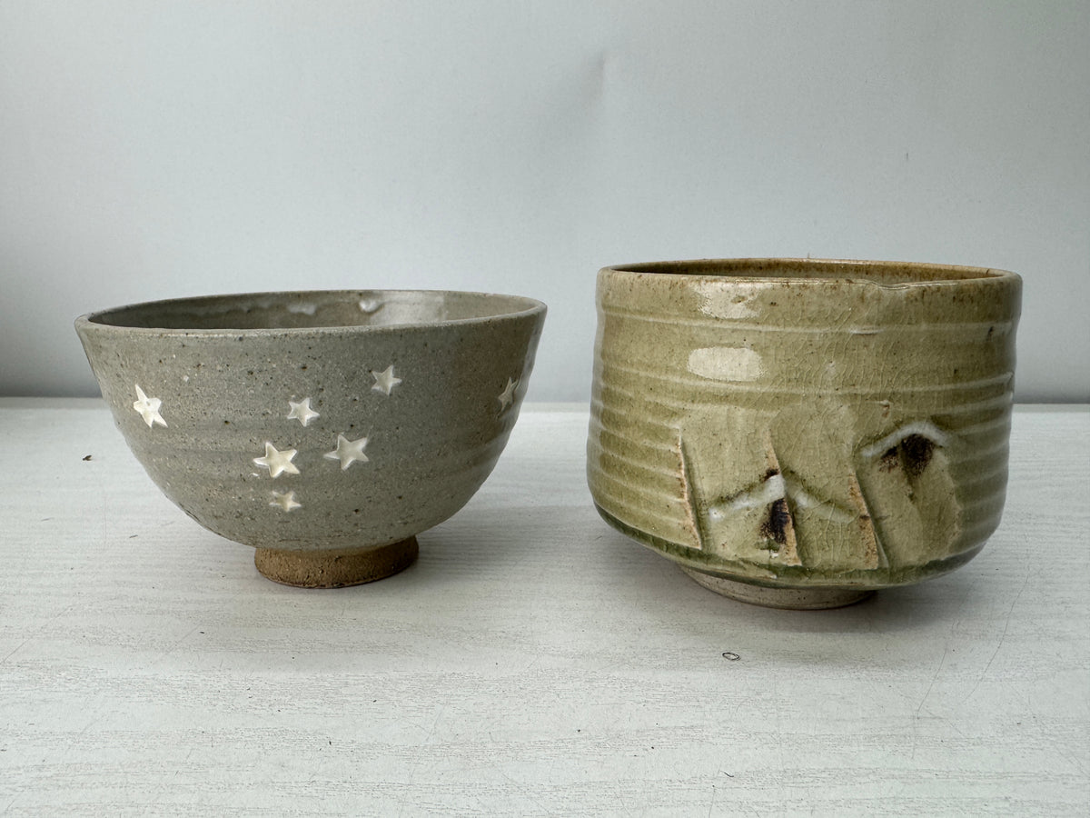 Y11034 CHAWAN Matcha bowl set of 5 no boxes Japan antique tea ceremony pottery