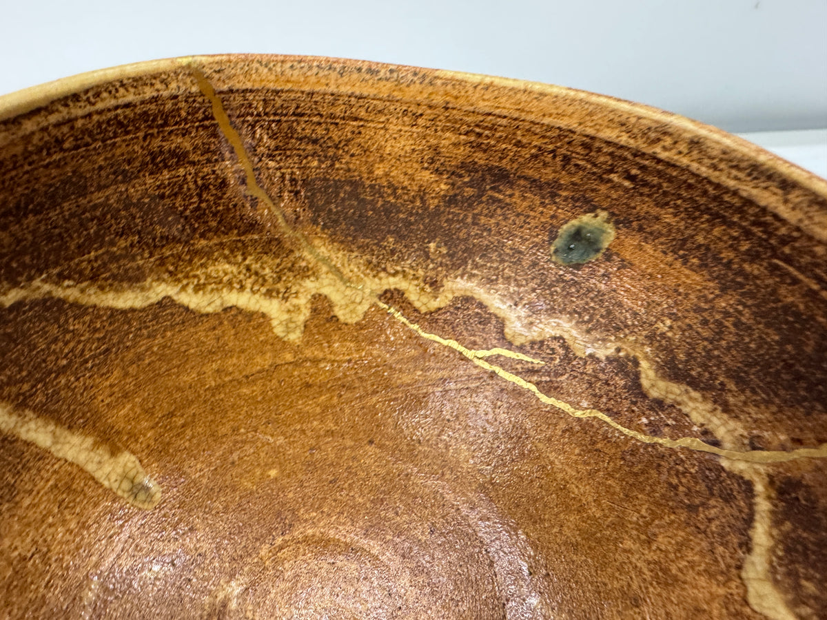Y11036 CHAWAN KiSeto-ware kintsugi bowl signed Japan antique tea ceremony cup
