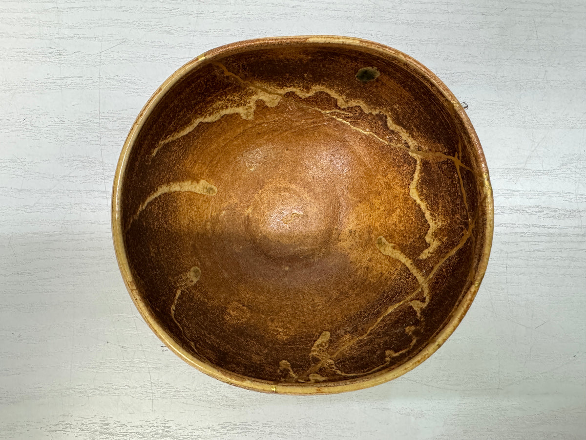 Y11036 CHAWAN KiSeto-ware kintsugi bowl signed Japan antique tea ceremony cup