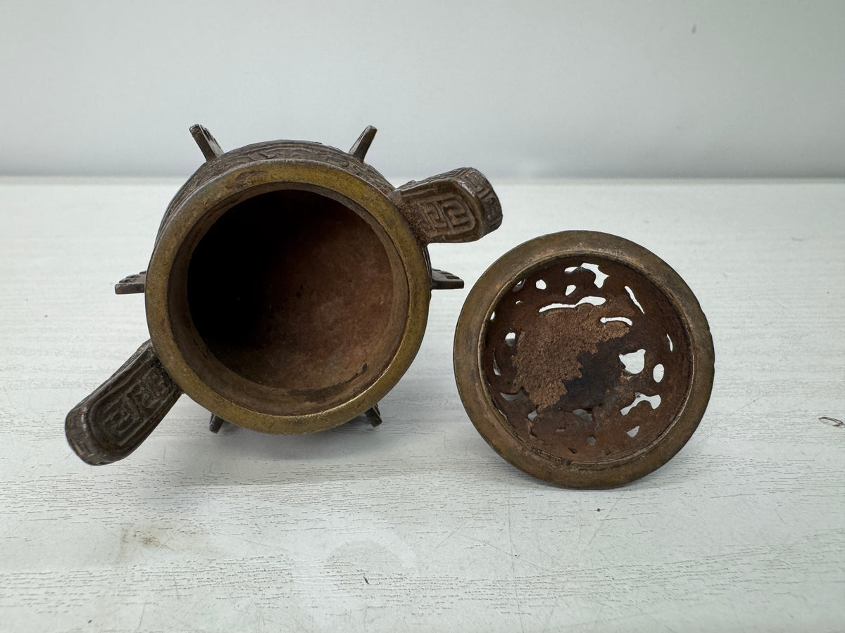 Y11041 Buddhist Altar Equipment 3 implements worship copper box Japan antique