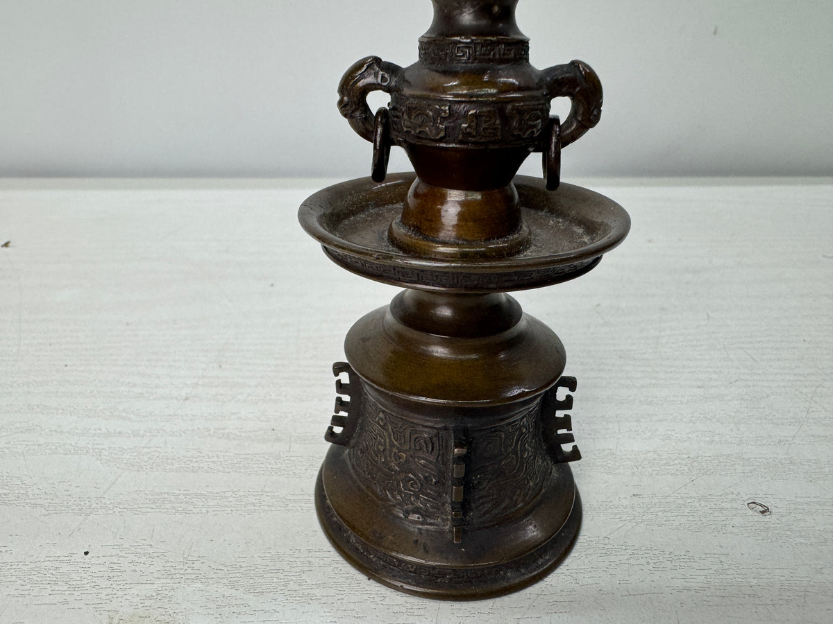 Y11041 Buddhist Altar Equipment 3 implements worship copper box Japan antique