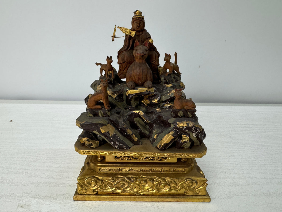 Y11042 STATUE wood carving Dakiniten large figure Japan antique Buddhist art