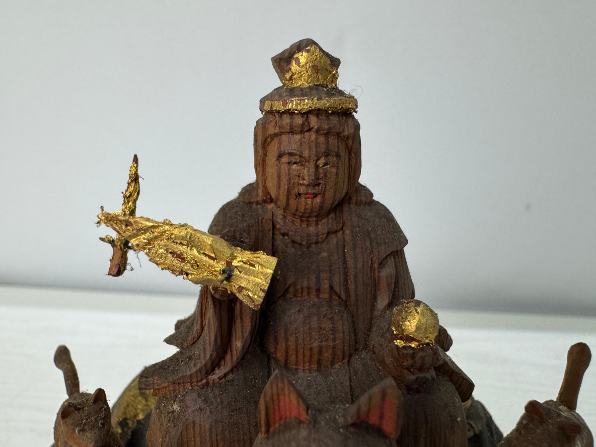 Y11042 STATUE wood carving Dakiniten large figure Japan antique Buddhist art
