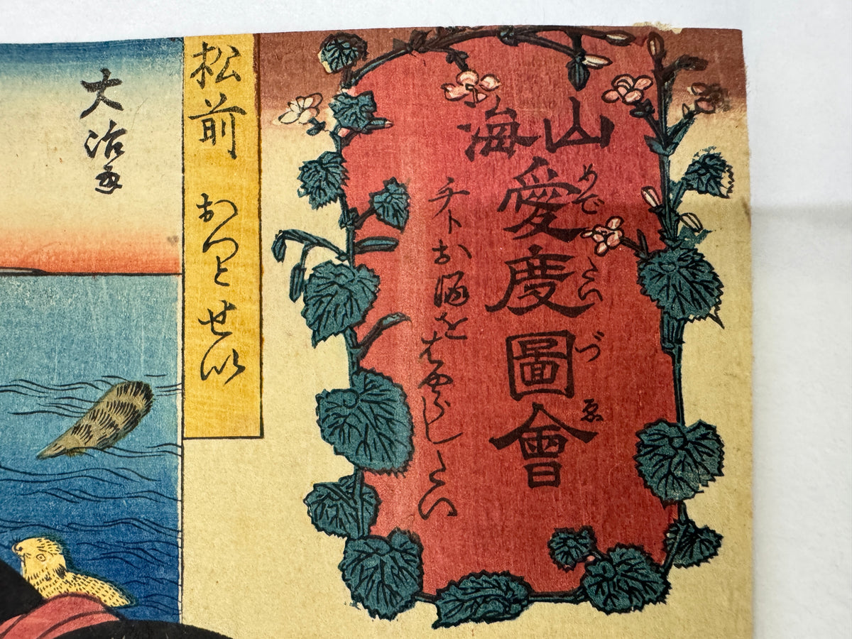 Y11050 WOODBLOCK PRINT Kuniyoshi Sankai Aizu Zue 1 piece Japan antique Ukiyoe