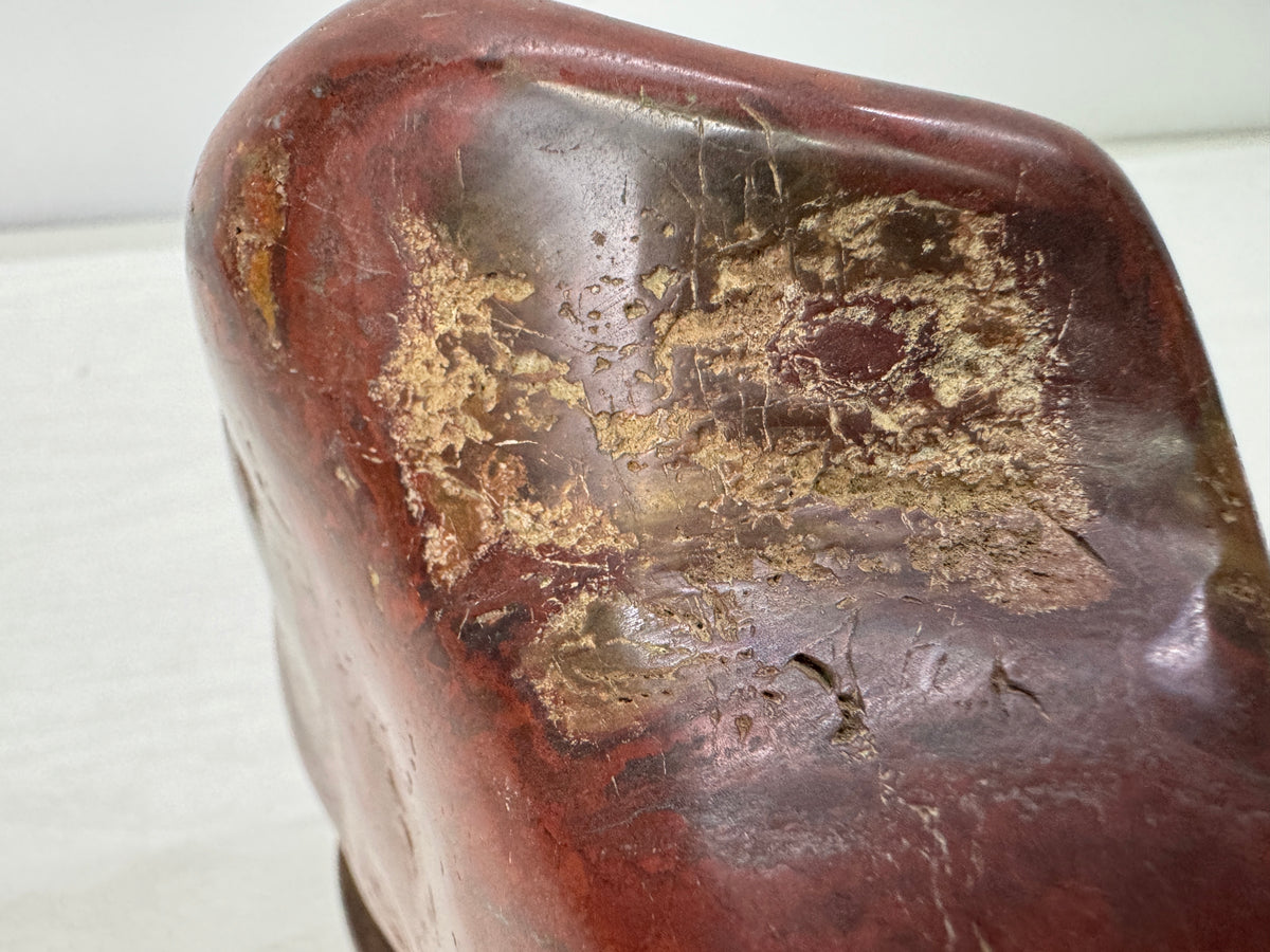 Y11056 OKIMONO Red Viewing stone wooden stand Suiseki Japan antique interior
