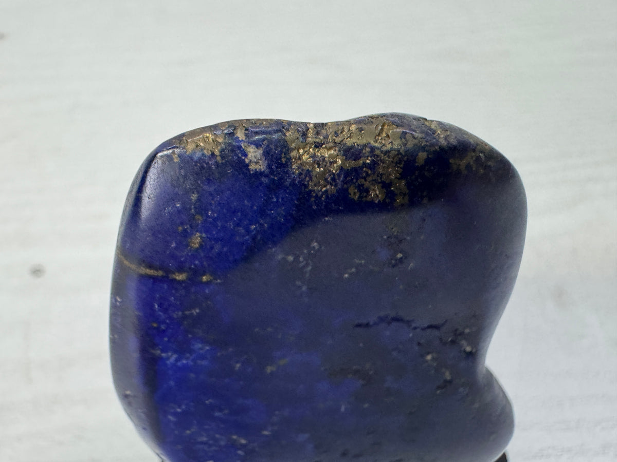 Y11061 OKIMONO Lapis Lazuli raw stone wooden stand Gemstone Japan antique decor