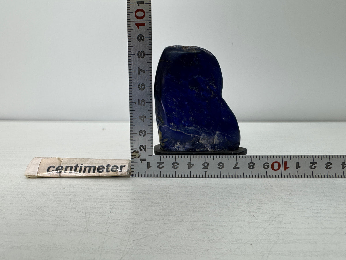 Y11061 OKIMONO Lapis Lazuli raw stone wooden stand Gemstone Japan antique decor