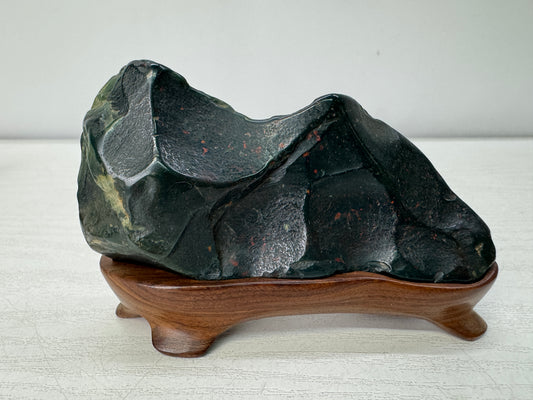 Y11062 OKIMONO Suiseki Viewing stone wooden stand Japan antique interior decor