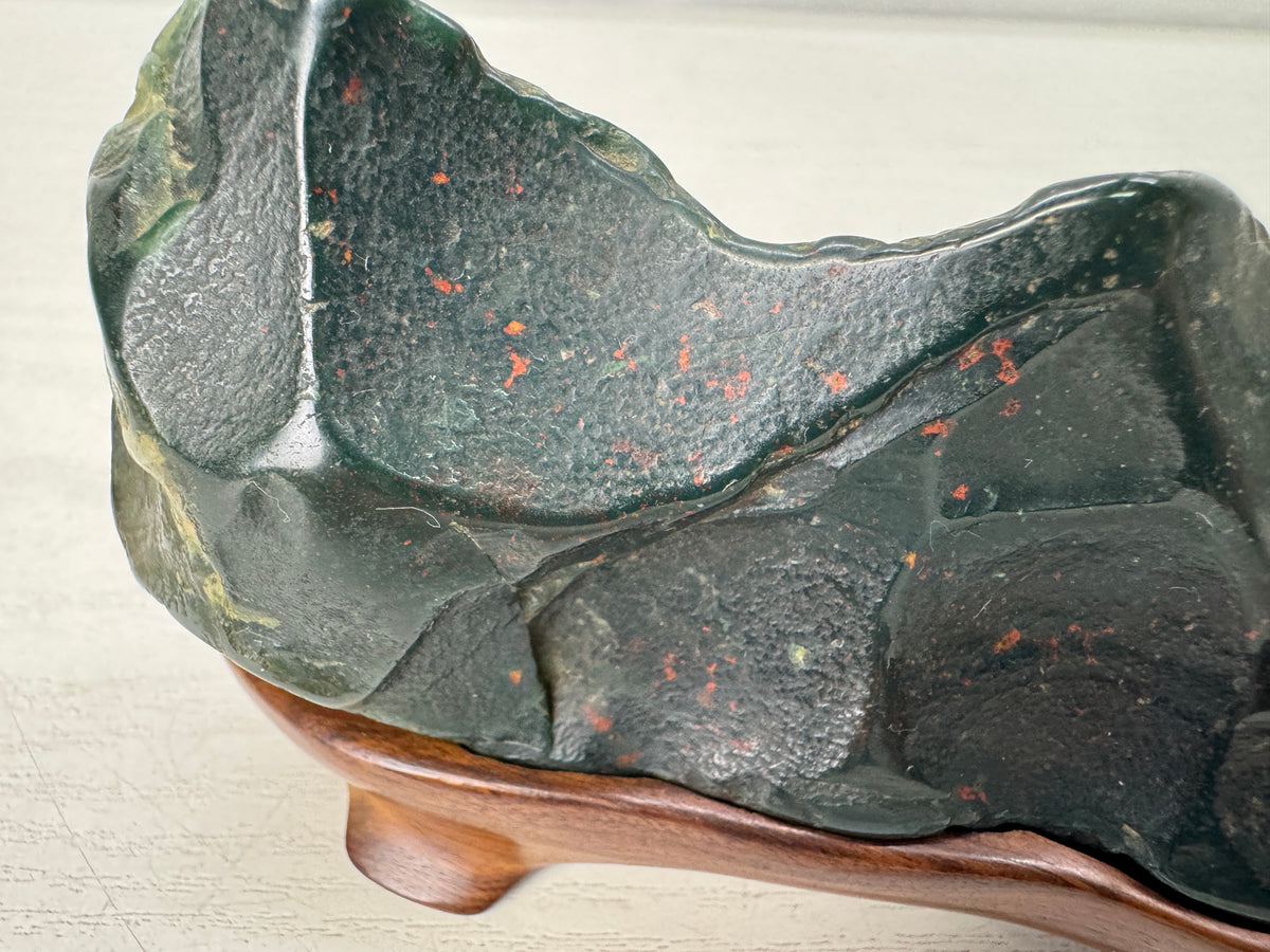 Y11062 OKIMONO Suiseki Viewing stone wooden stand Japan antique interior decor