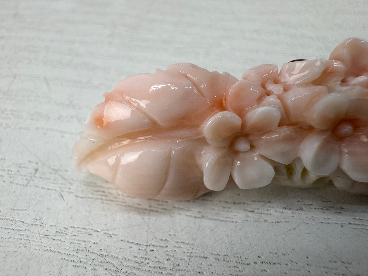 Y11065 OBIDOME Genuine Coral Sash clip brooch Japan antique kimono accessory
