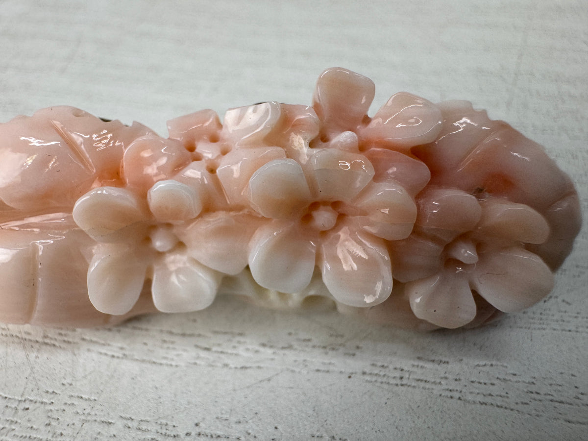 Y11065 OBIDOME Genuine Coral Sash clip brooch Japan antique kimono accessory