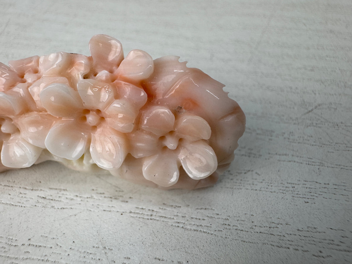 Y11065 OBIDOME Genuine Coral Sash clip brooch Japan antique kimono accessory