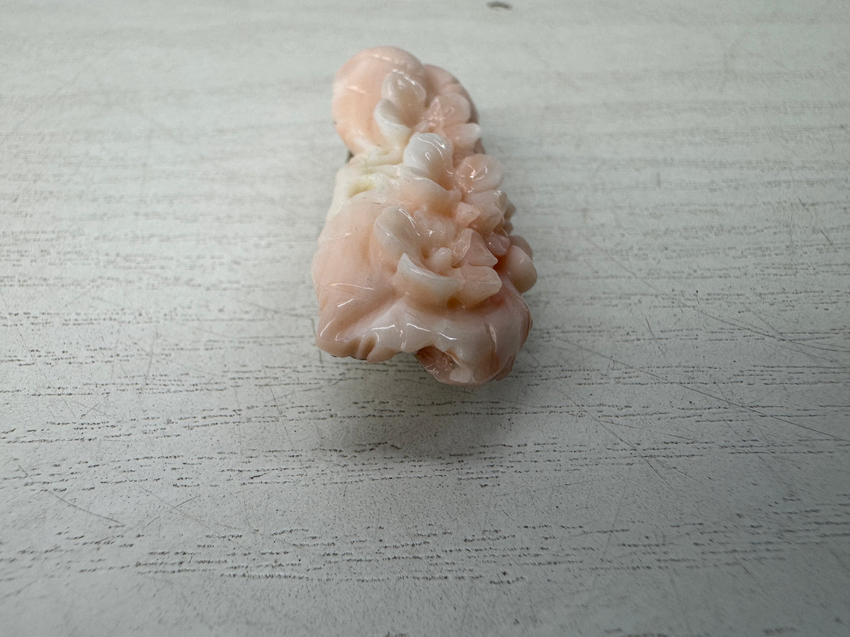 Y11065 OBIDOME Genuine Coral Sash clip brooch Japan antique kimono accessory
