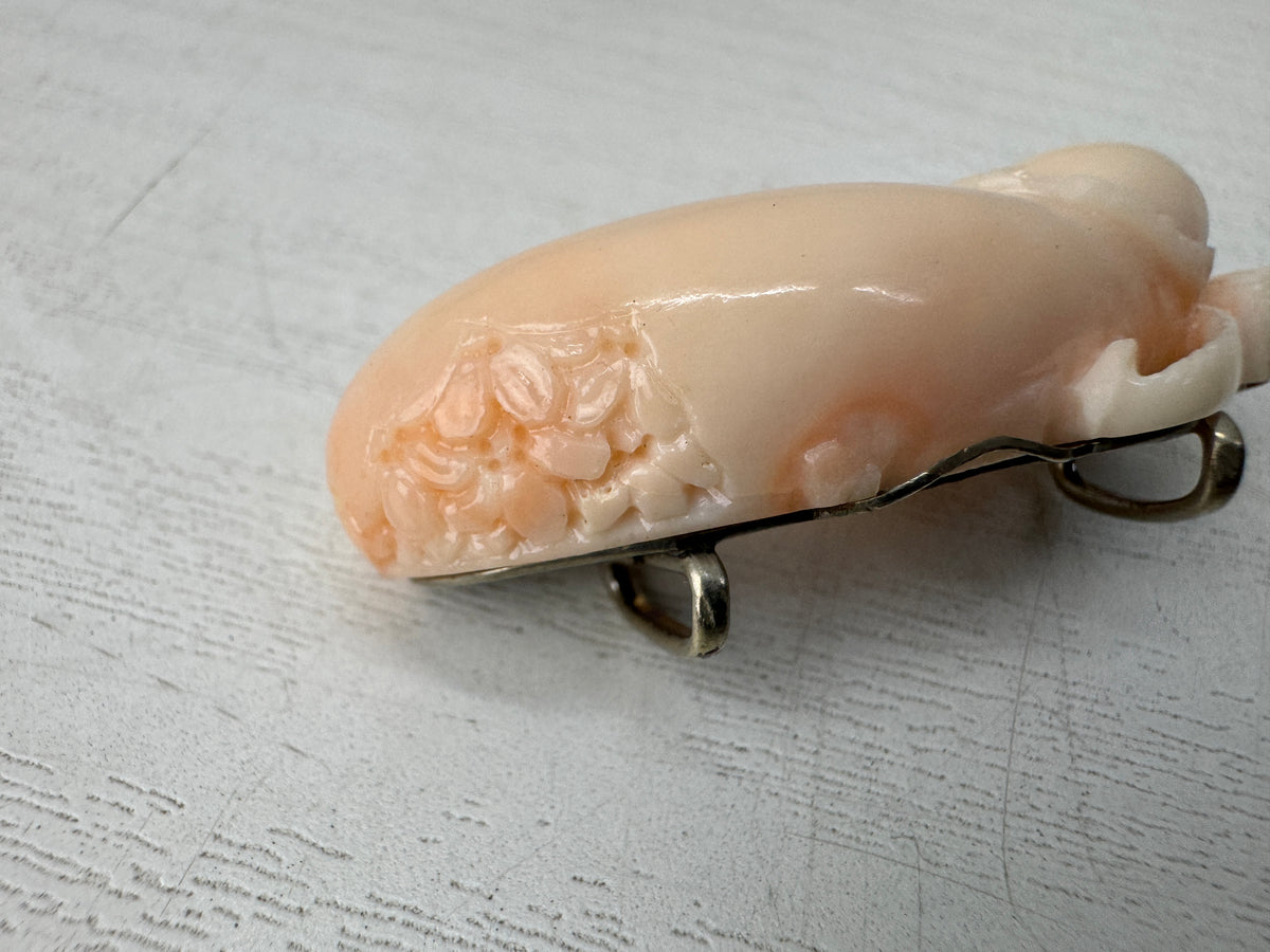 Y11066 OBIDOME Genuine Coral Sash clip brooch Japan antique kimono accessory