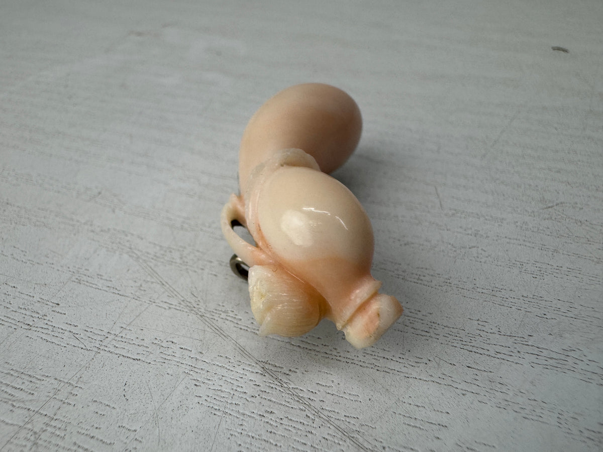 Y11066 OBIDOME Genuine Coral Sash clip brooch Japan antique kimono accessory