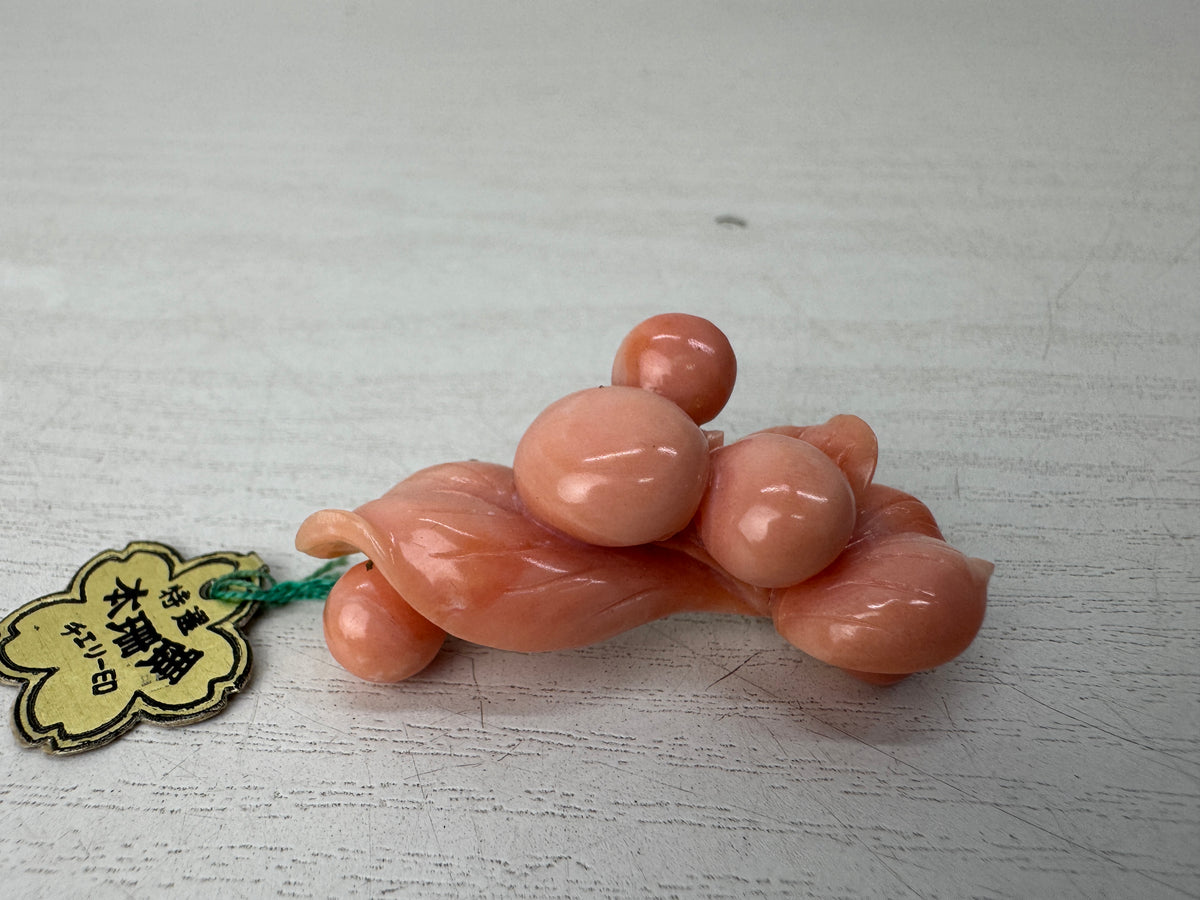Y11067 OBIDOME Genuine Coral Sash clip brooch Japan antique kimono accessory