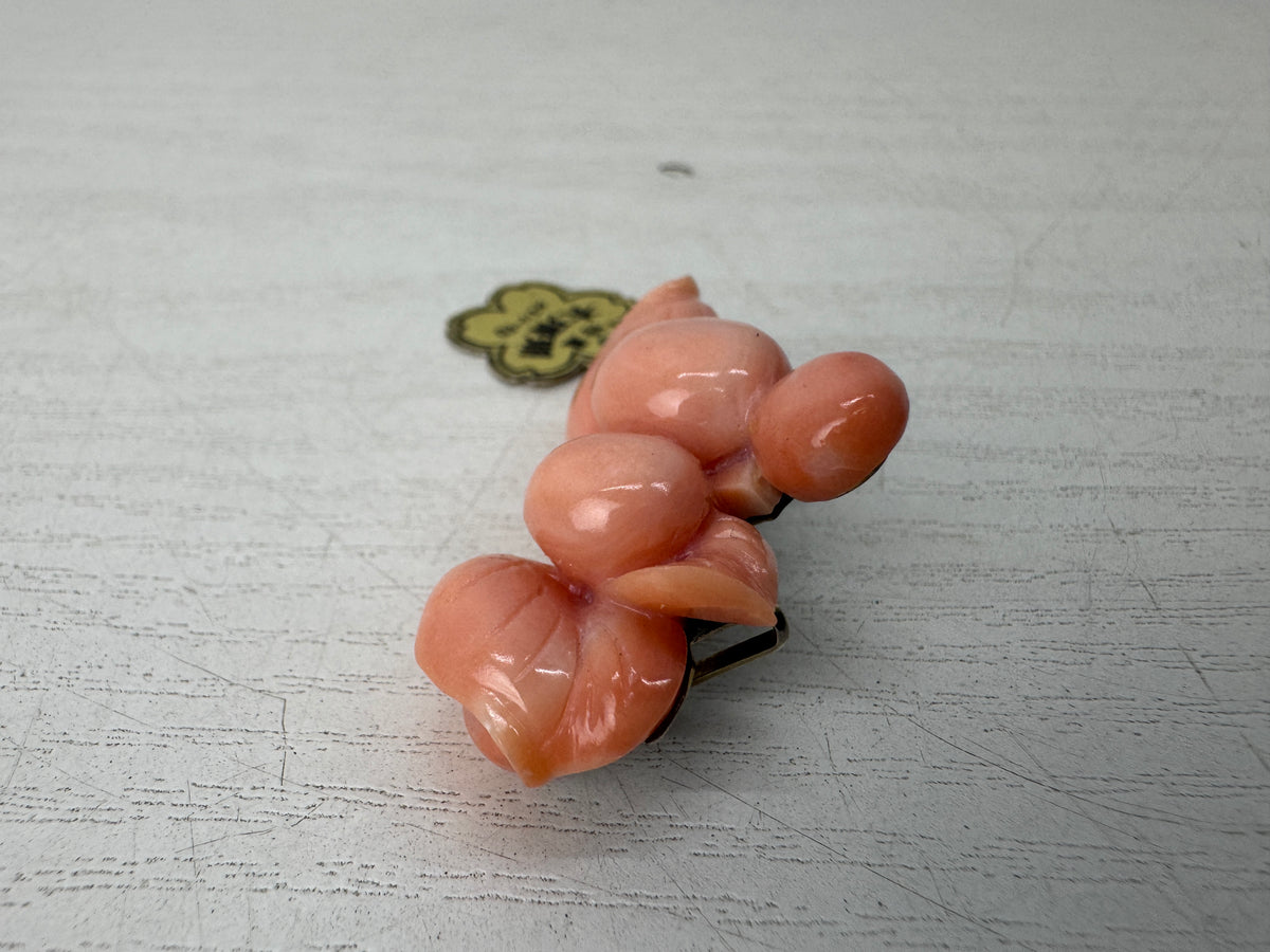 Y11067 OBIDOME Genuine Coral Sash clip brooch Japan antique kimono accessory