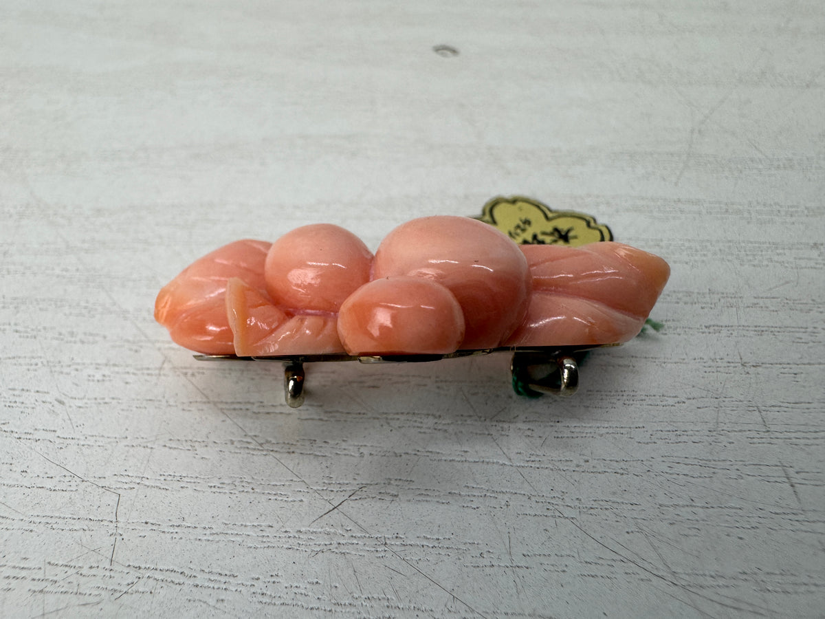 Y11067 OBIDOME Genuine Coral Sash clip brooch Japan antique kimono accessory