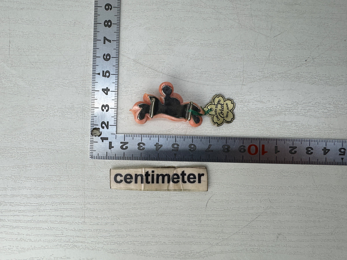 Y11067 OBIDOME Genuine Coral Sash clip brooch Japan antique kimono accessory