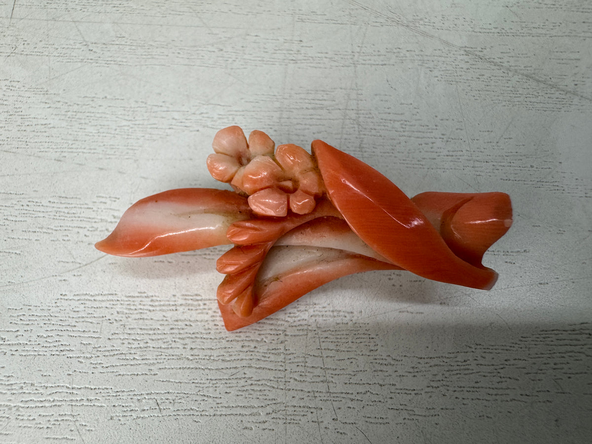 Y11068 BROOCH Genuine Coral decorative pin badge Japan antique accessory fashion