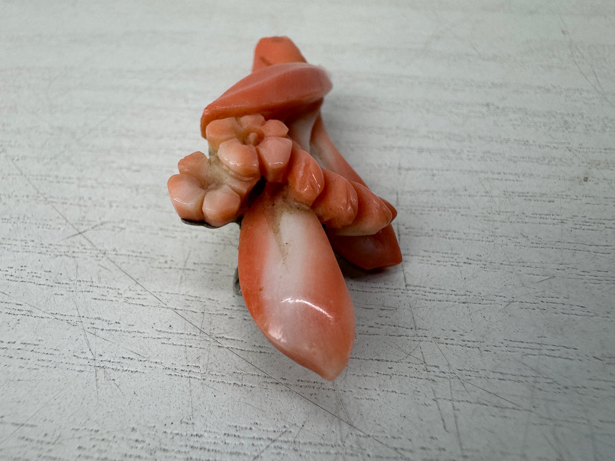 Y11068 BROOCH Genuine Coral decorative pin badge Japan antique accessory fashion