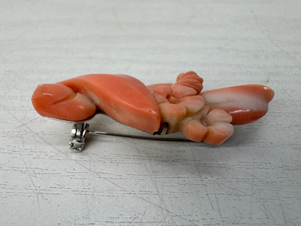 Y11068 BROOCH Genuine Coral decorative pin badge Japan antique accessory fashion