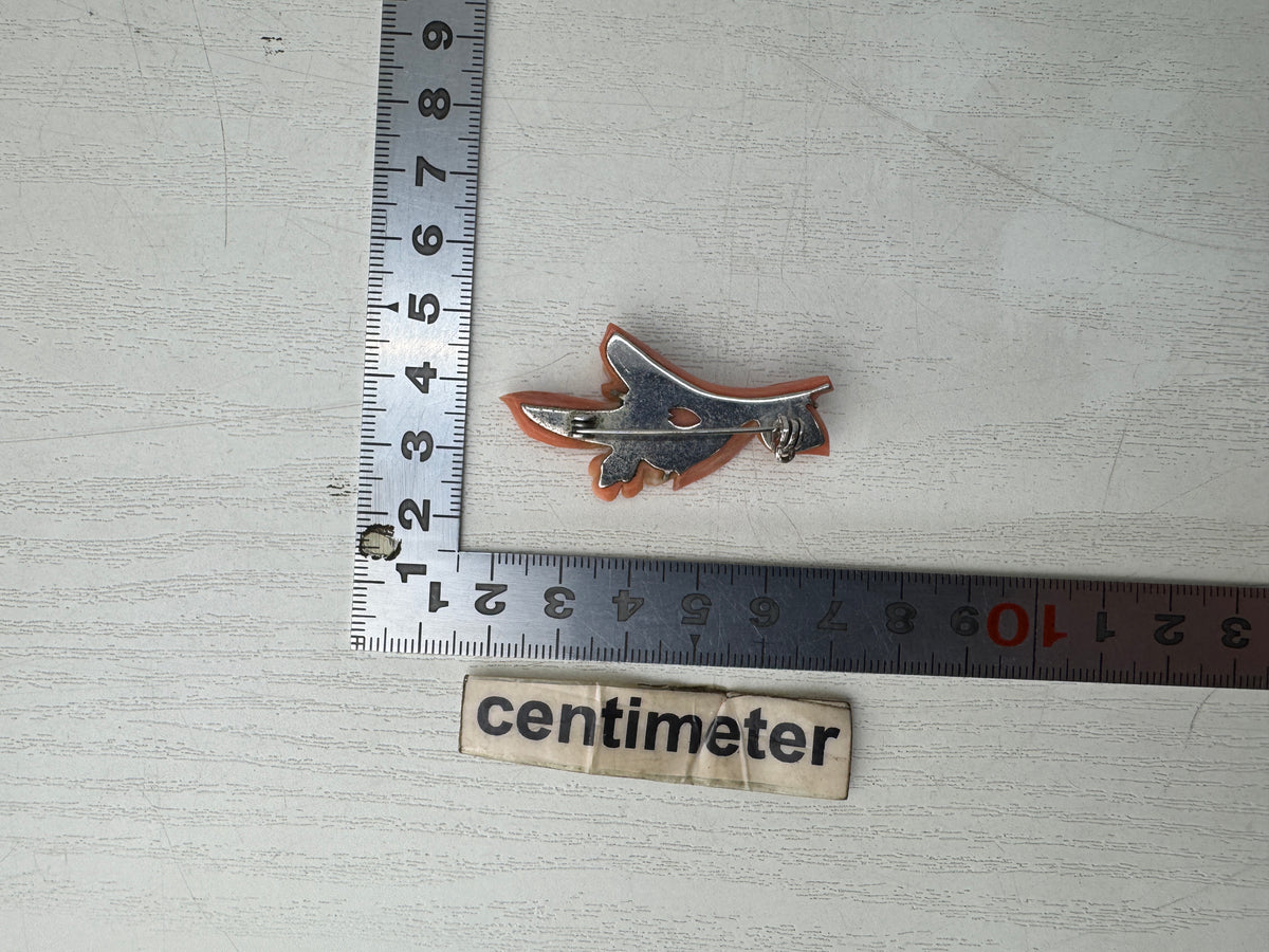 Y11068 BROOCH Genuine Coral decorative pin badge Japan antique accessory fashion