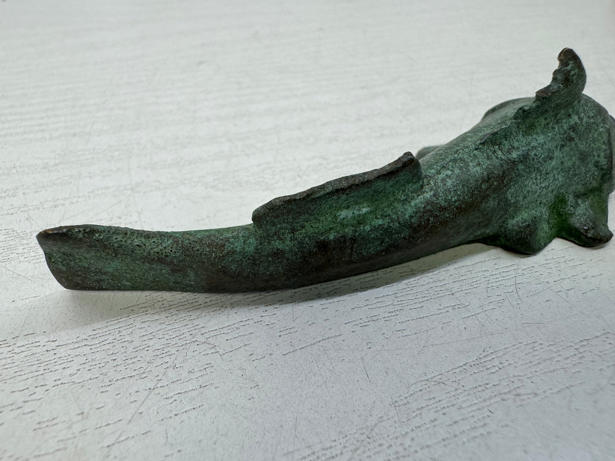 Y11070 OKIMONO Bronze Paperweight Fish signed box Japan antique figure figurine