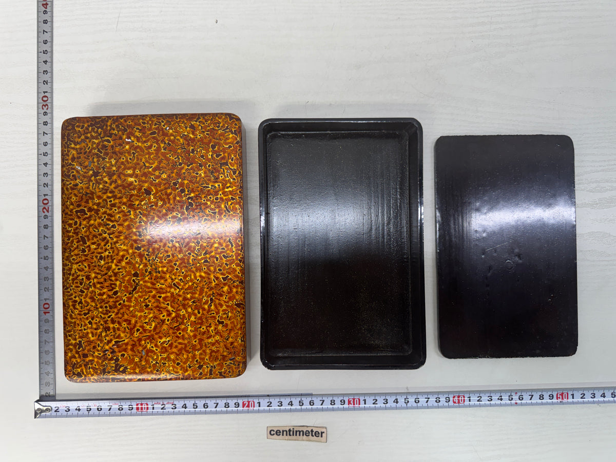 Y11072 BOX Wakasa lacquer Makie Inkstone case stationery Japan antique container