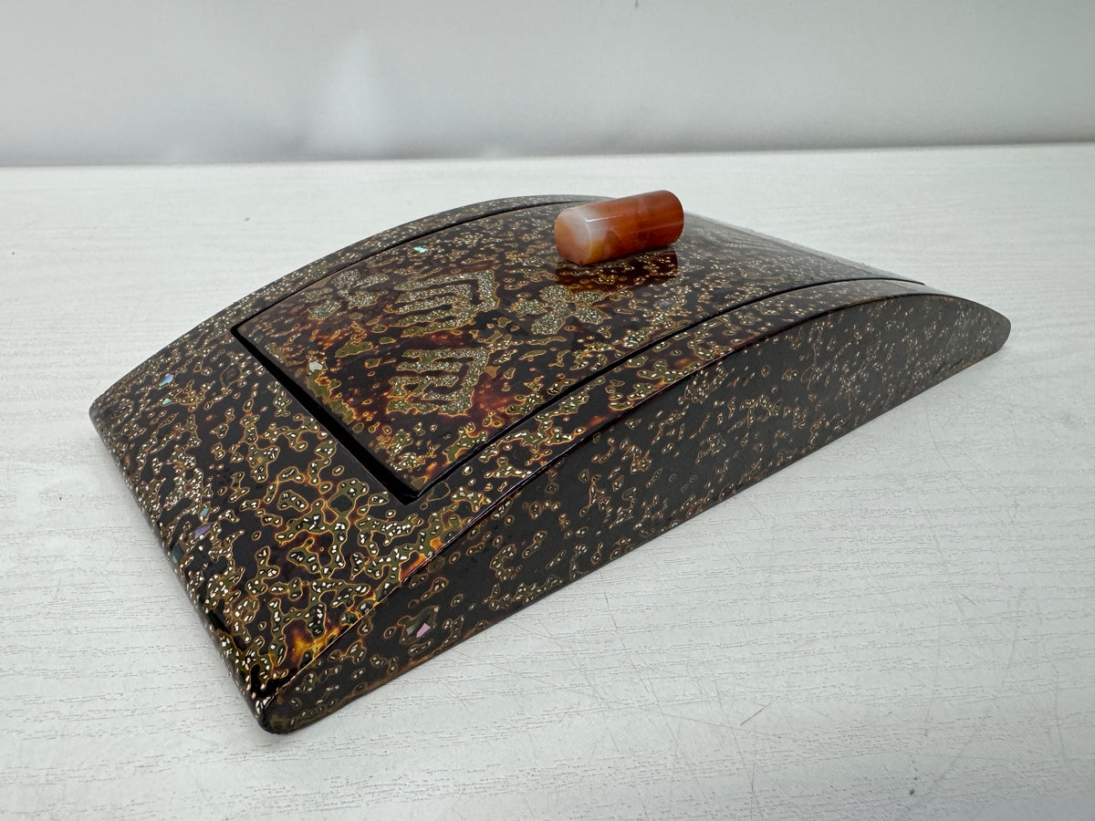 Y11073 BOX Wakasa lacquer Makie Accessory case trinkets Japan antique containerr