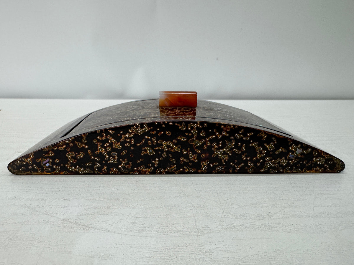 Y11073 BOX Wakasa lacquer Makie Accessory case trinkets Japan antique containerr