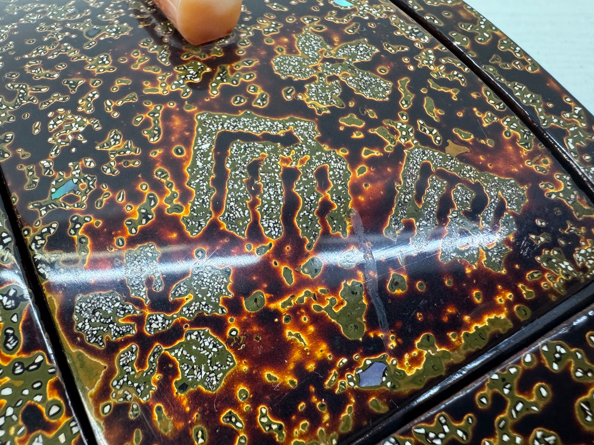 Y11073 BOX Wakasa lacquer Makie Accessory case trinkets Japan antique containerr
