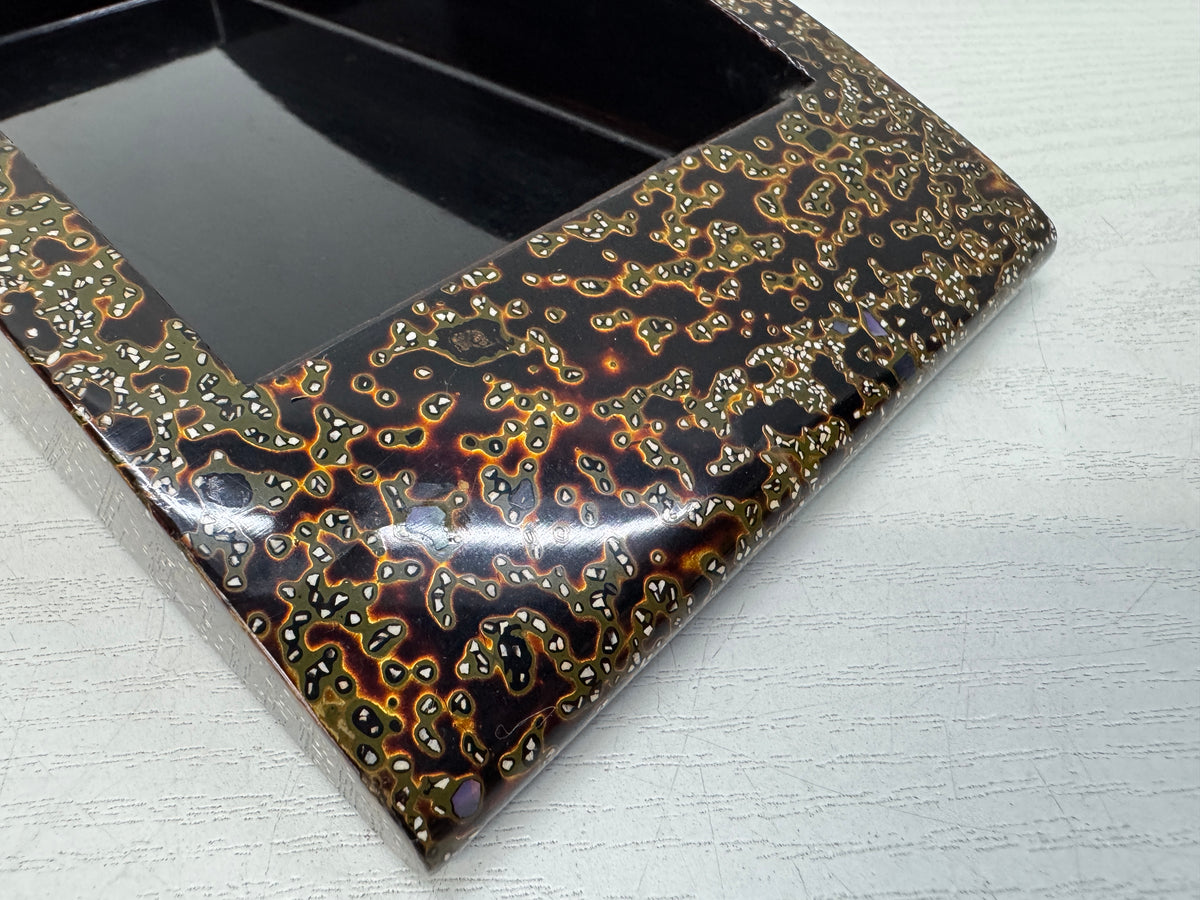 Y11073 BOX Wakasa lacquer Makie Accessory case trinkets Japan antique containerr