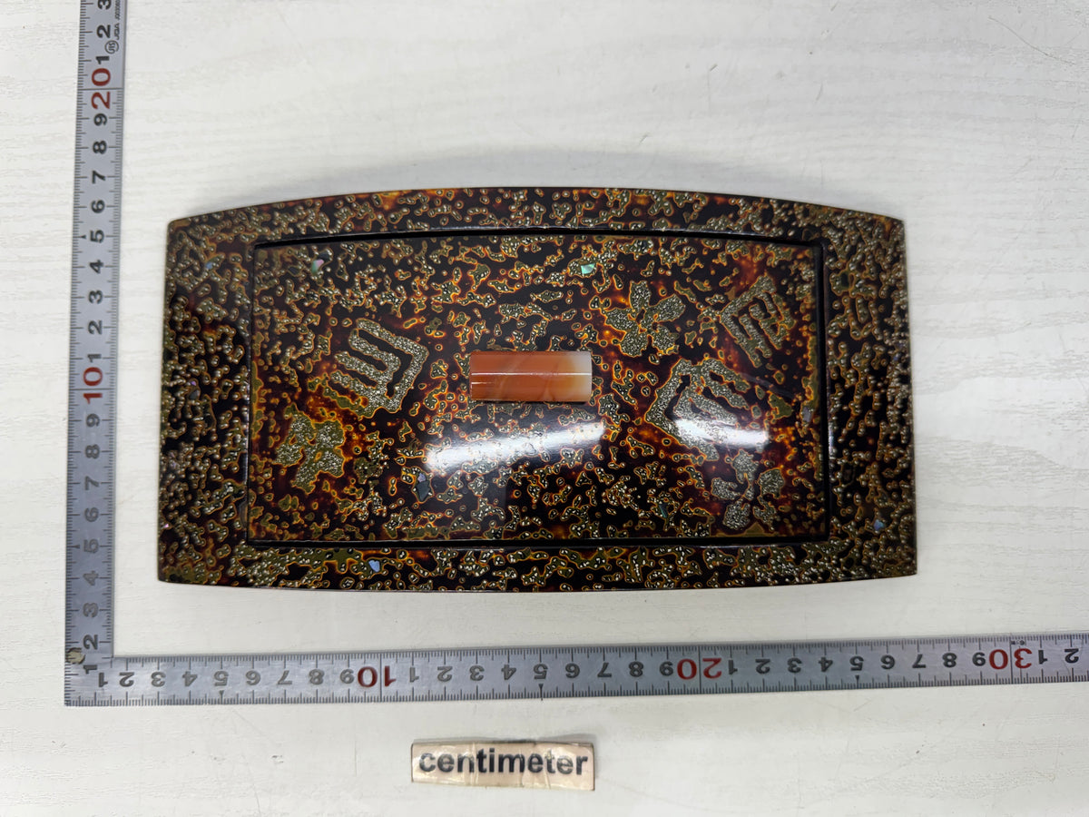 Y11073 BOX Wakasa lacquer Makie Accessory case trinkets Japan antique containerr