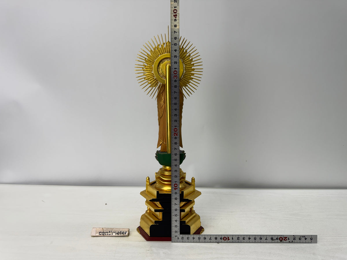 Y11081 STATUE wood carving Standing Amida Nyorai Japan antique Buddhist art