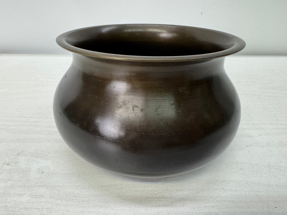 Y11085 KENSUI copper Water pot jar signed Japan antique tea ceremony utensils