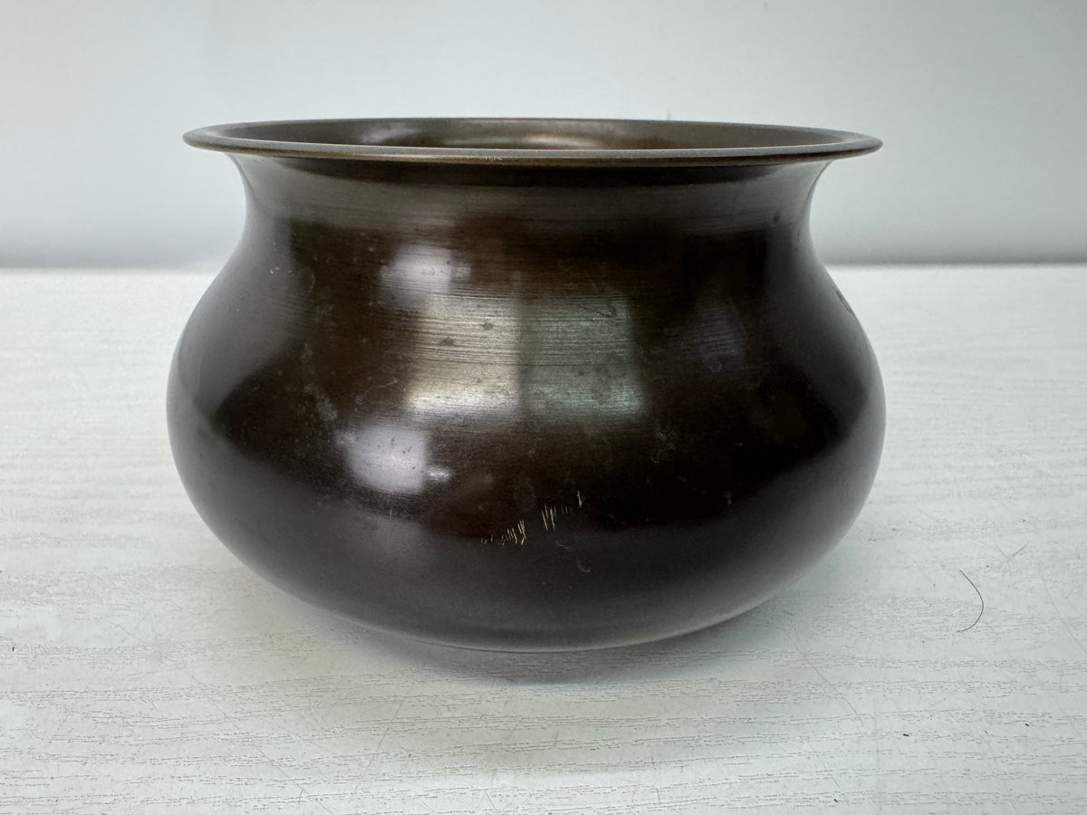 Y11085 KENSUI copper Water pot jar signed Japan antique tea ceremony utensils