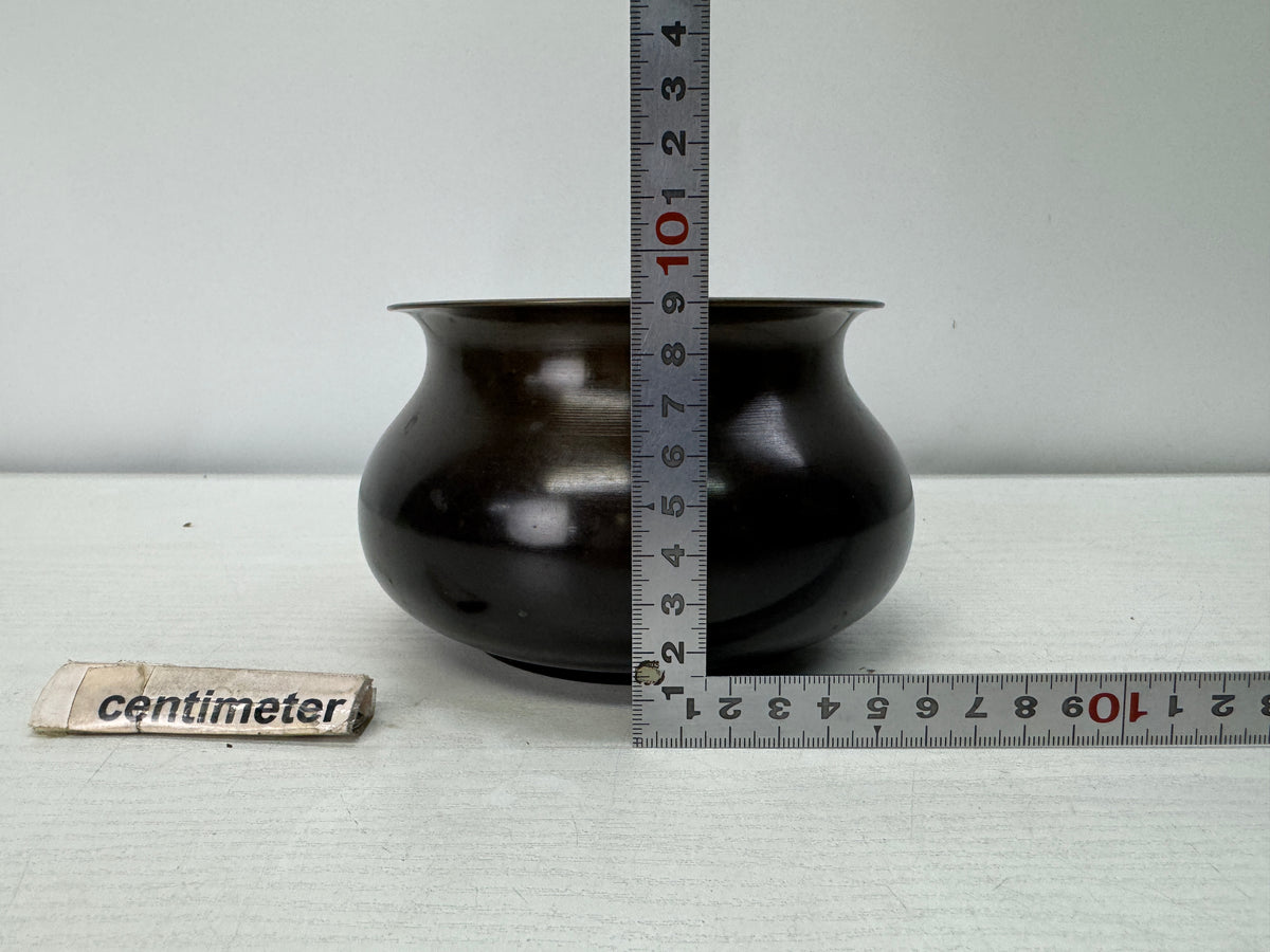 Y11085 KENSUI copper Water pot jar signed Japan antique tea ceremony utensils