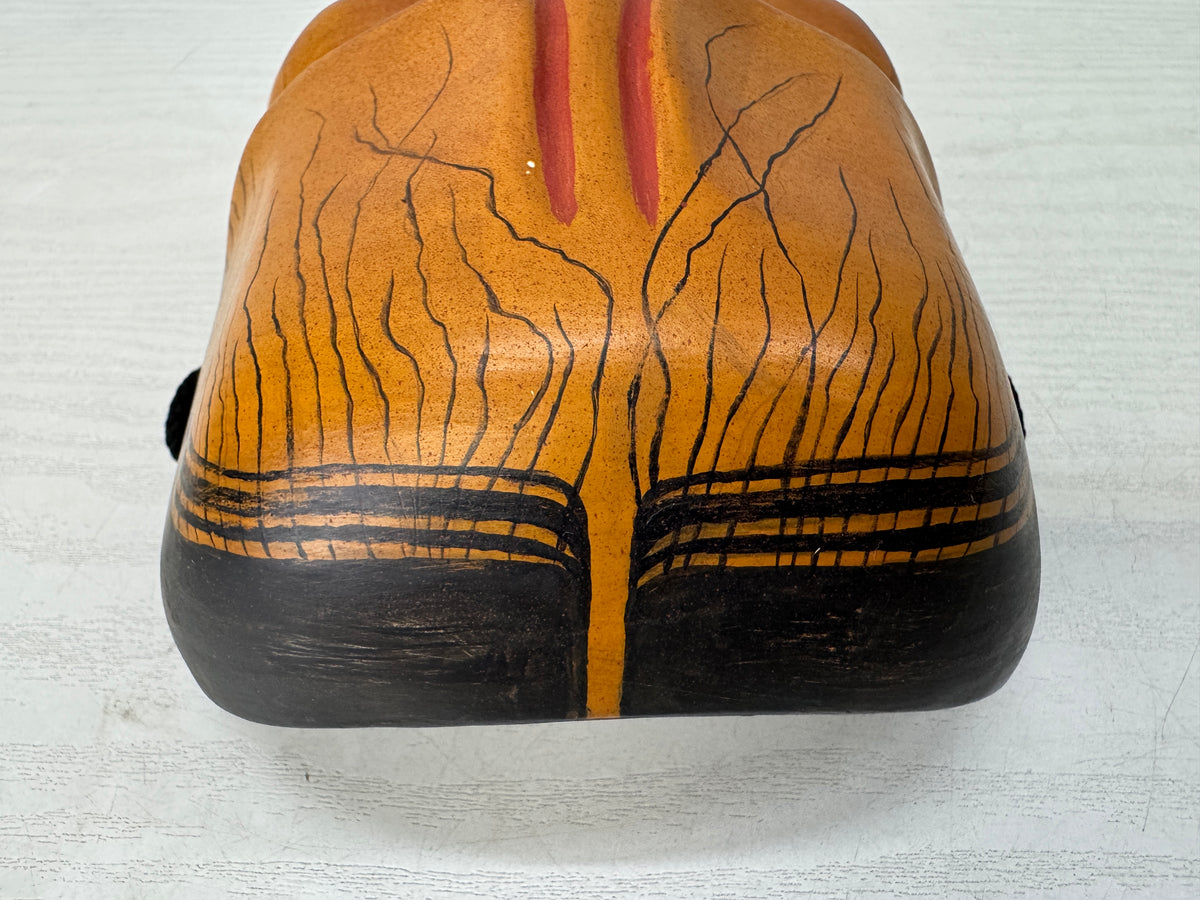 Y11089 NOH MASK wood carving Hashihime signed Japan antique omenmen dance drama