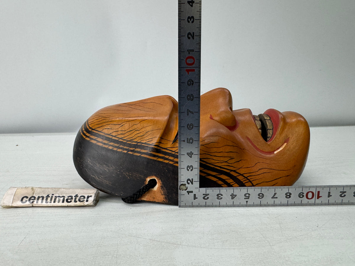 Y11089 NOH MASK wood carving Hashihime signed Japan antique omenmen dance drama