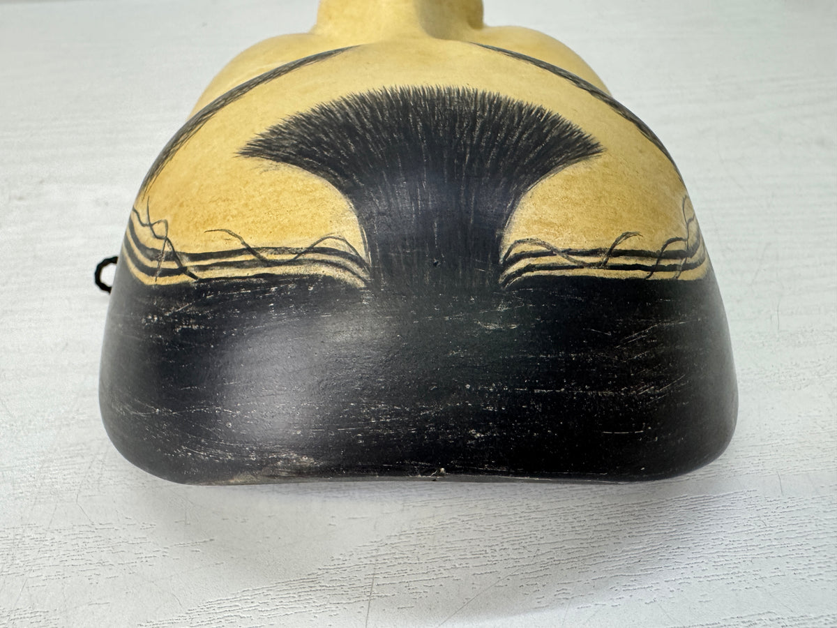Y11090 NOH MASK wood carving Kasshiki signed Japan antique omen men dance drama