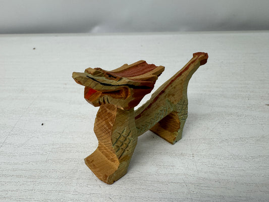 Y11100 OKIMONO small wood caving Dragon figurine Japan antique interior ornament