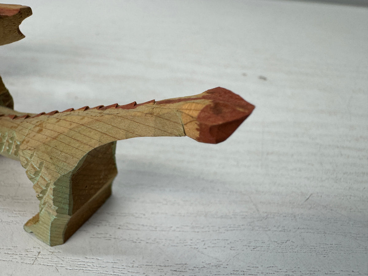 Y11100 OKIMONO small wood caving Dragon figurine Japan antique interior ornament