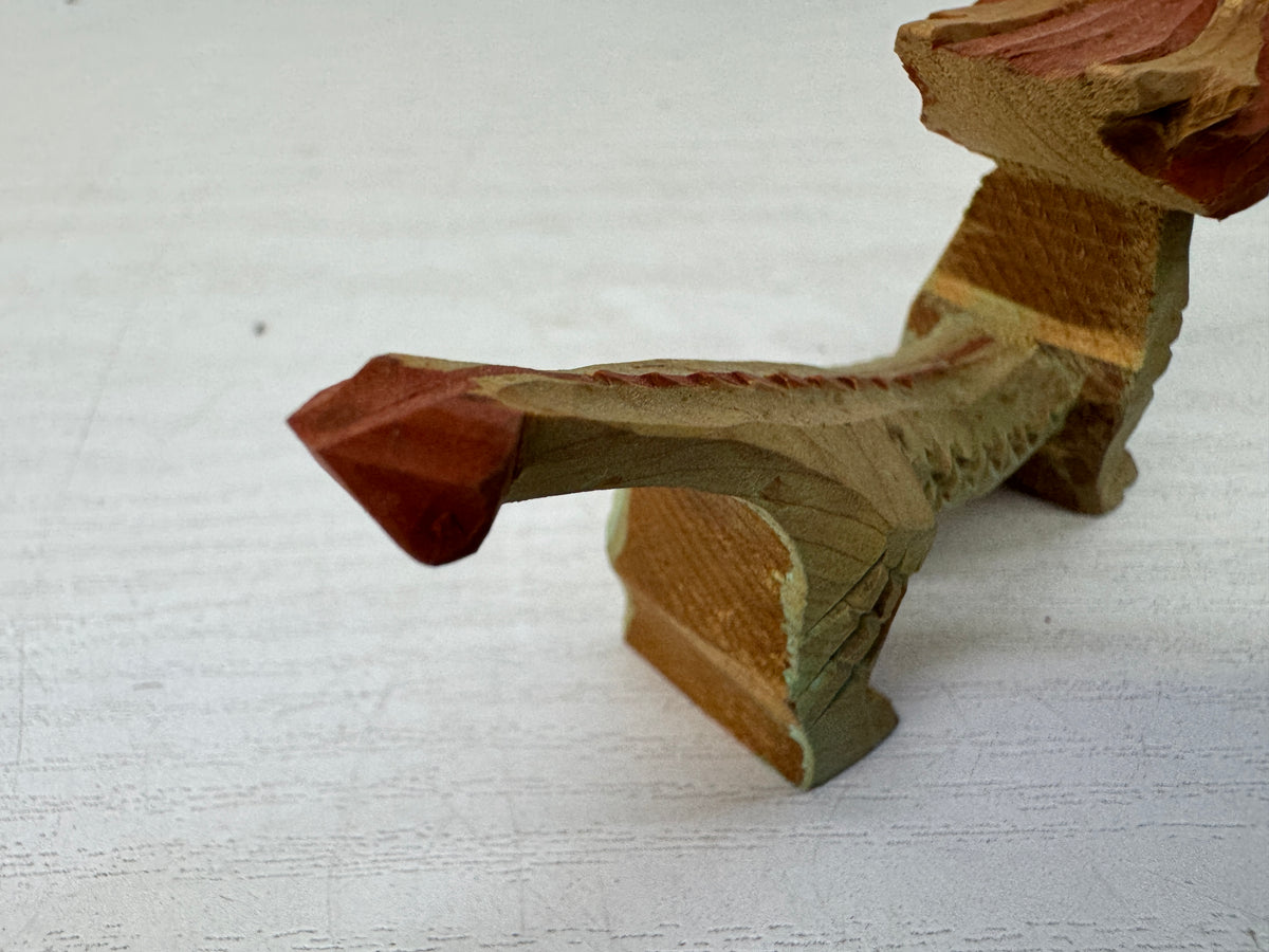 Y11100 OKIMONO small wood caving Dragon figurine Japan antique interior ornament
