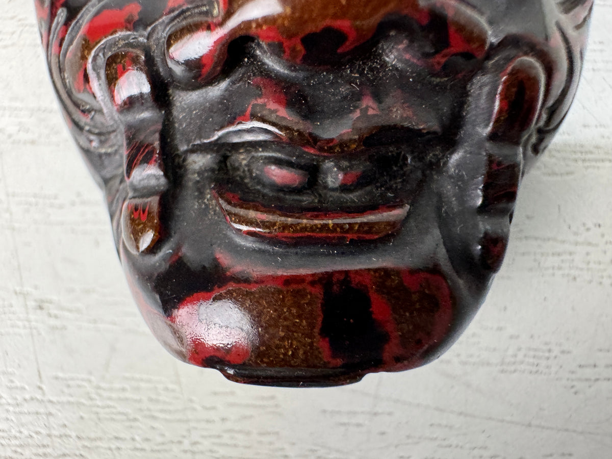 Y11103 NETSUKE Men mask Lacquered Japan antique kimono accessory ornament figure