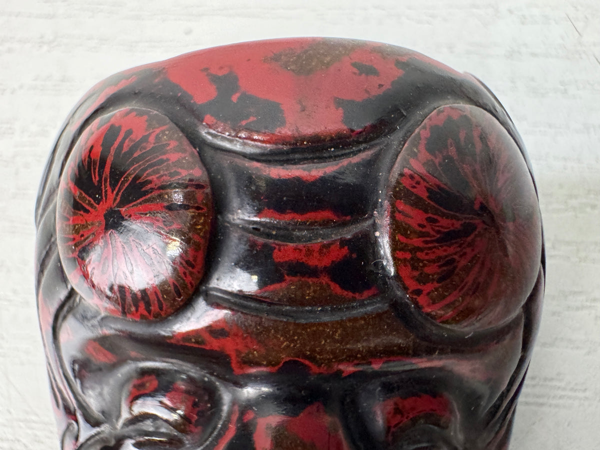 Y11103 NETSUKE Men mask Lacquered Japan antique kimono accessory ornament figure