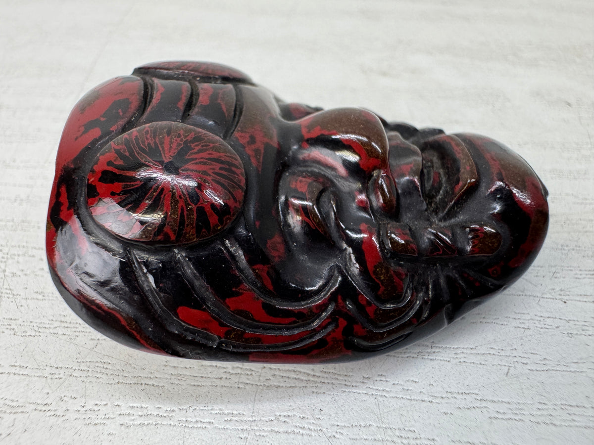 Y11103 NETSUKE Men mask Lacquered Japan antique kimono accessory ornament figure